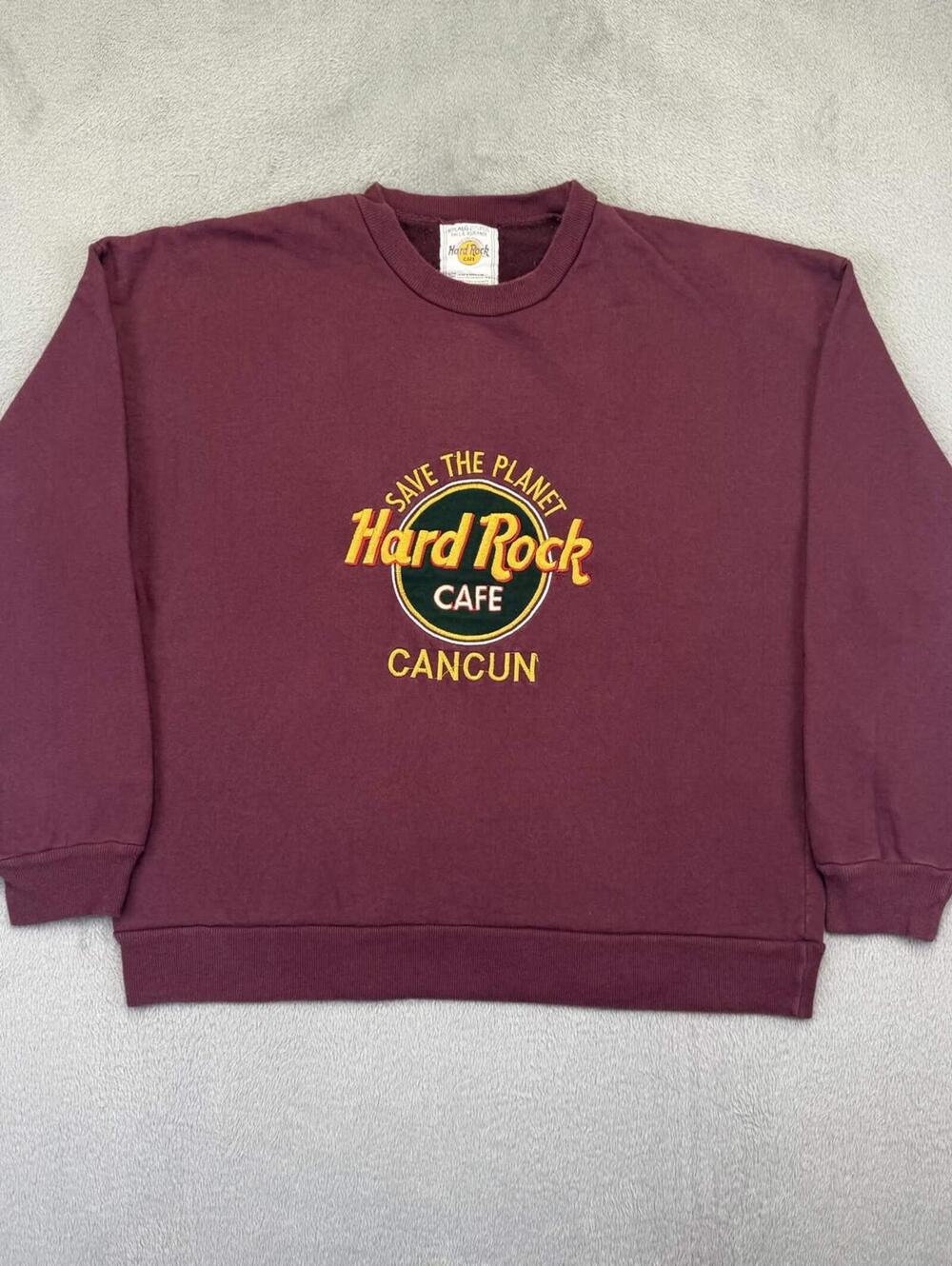 Hard Rock Cafe Cancun Mexico Embroidered Crewneck Sweatshirt